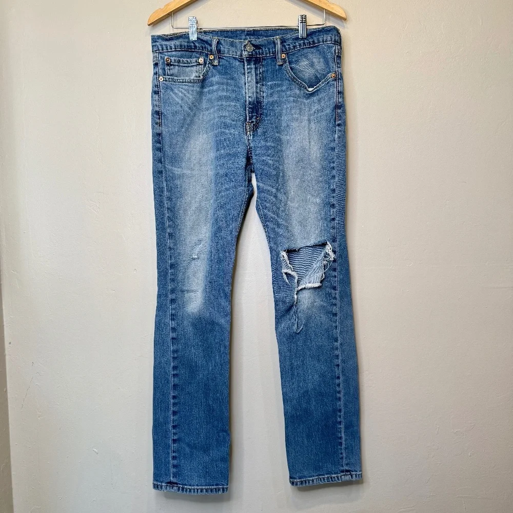 Levi’s 511 Perfect Medium Wash Thrashed Distressed High Rise Slim Tapered Jeans